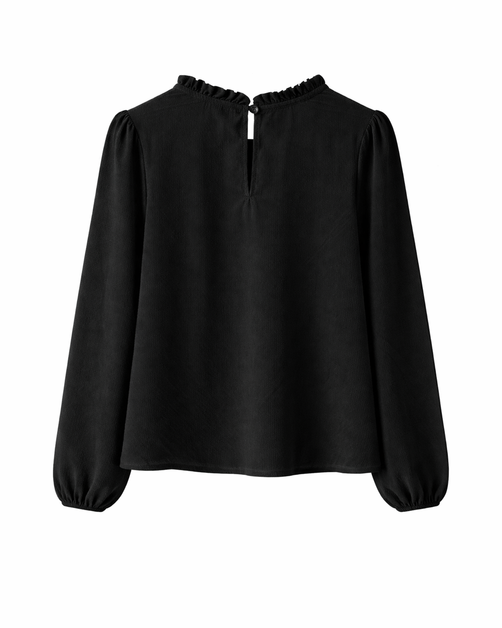 Black blouse with long sleeves on a white background