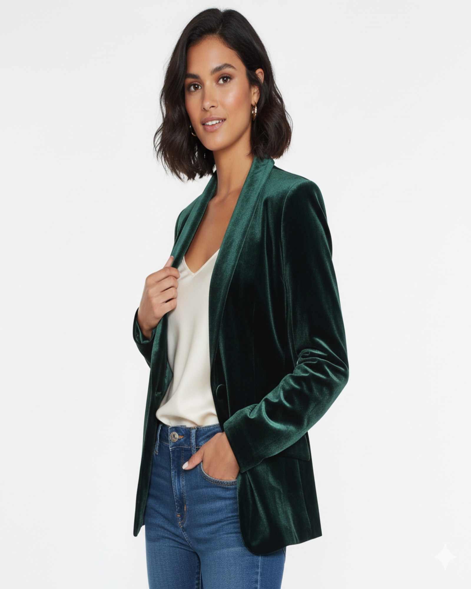 INC - Women's Green Velvet Wear To Work Blazer Jacket