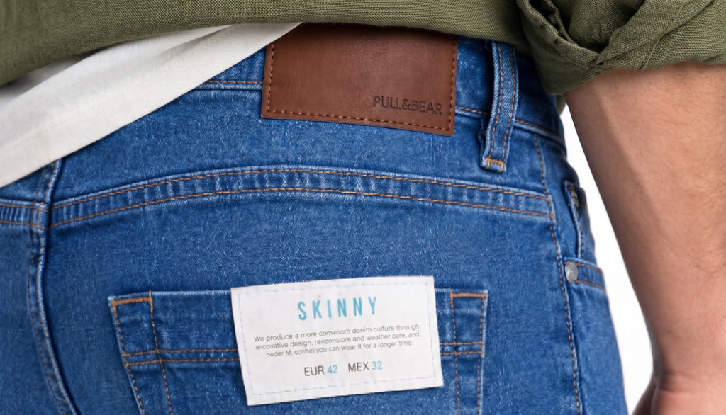 PULL&BEAR - Men’s Skinny Fit Washed Blue Denim Jeans