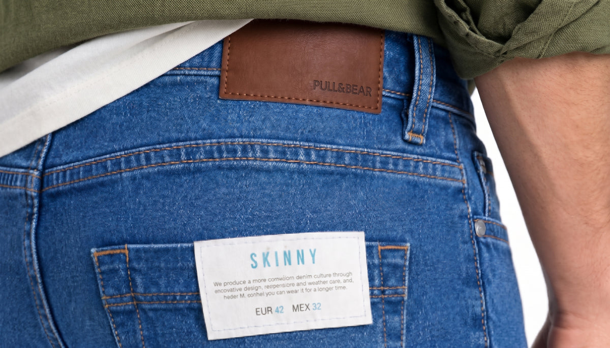 PULL&BEAR - Men’s Skinny Fit Washed Blue Denim Jeans
