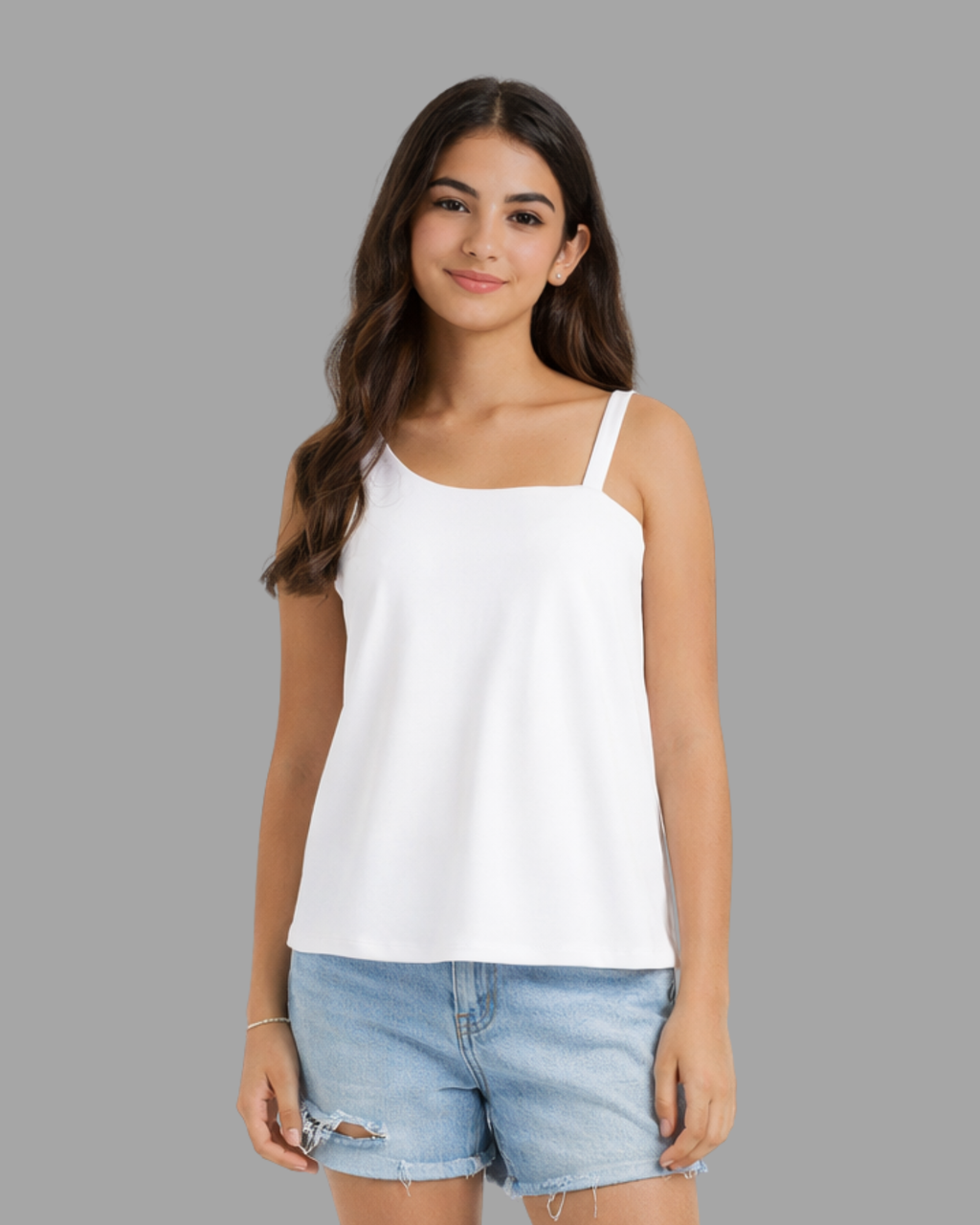 ID IDEOLOGY - Big Girls Asymmetrical Tank Top White