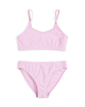 violet bikini set on a white background