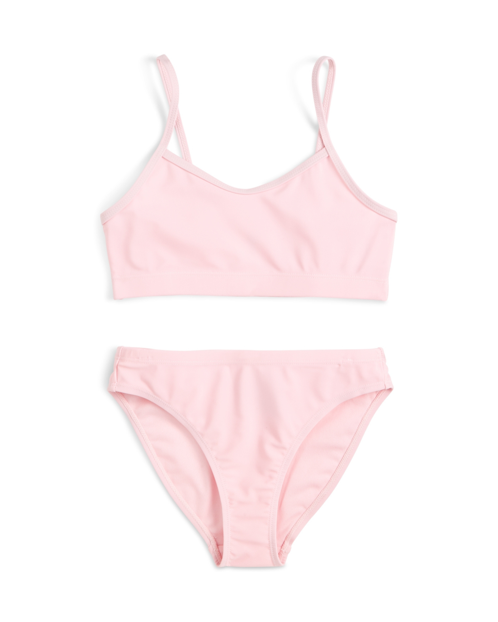 Pink bikini set on a white background