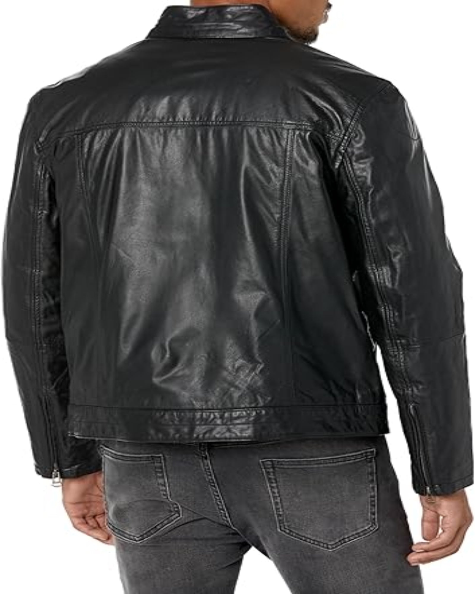 COLE HAAN - Men's Washed Leather Trucker Jacket