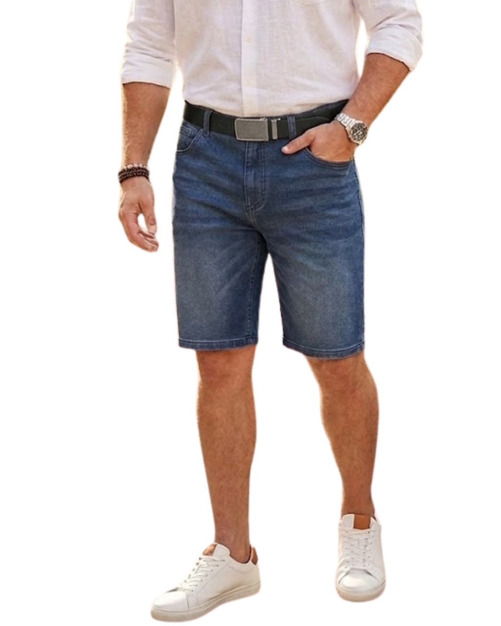 LIVERGY - Men’s Regular Fit Sweat Denim Shorts