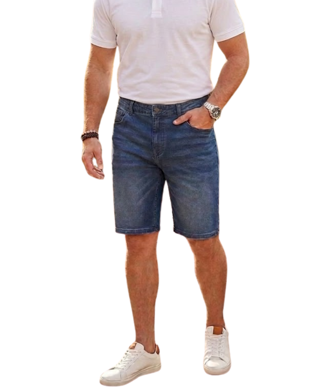 LIVERGY - Men’s Regular Fit Sweat Denim Shorts