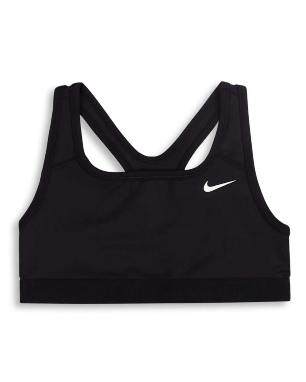 Black sports bra with Nike logo on a white background