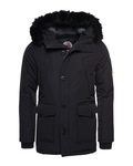 Black winter coat with fur hood