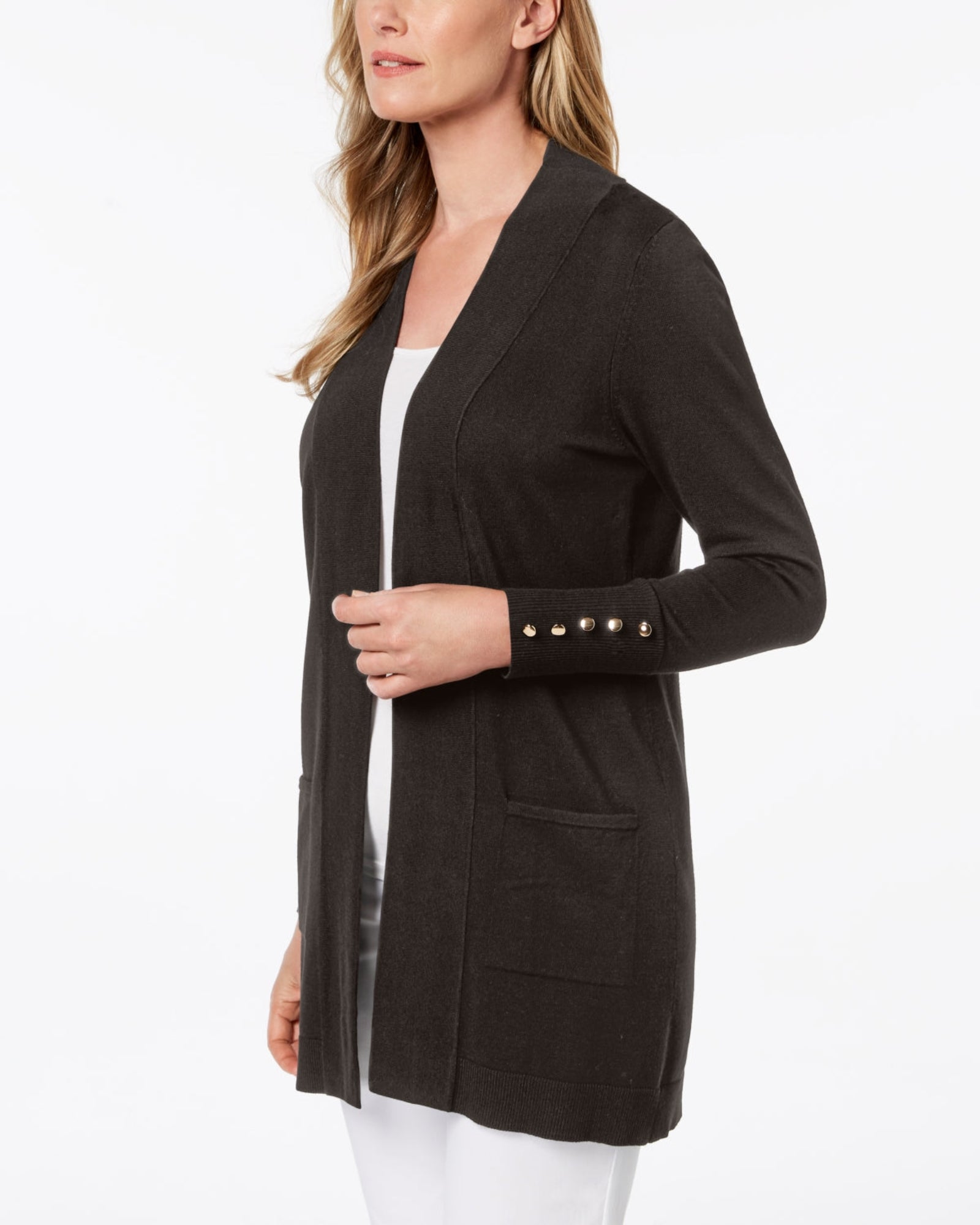 JM COLLECTION - Women's Button Sleeve Cardigan Sweater