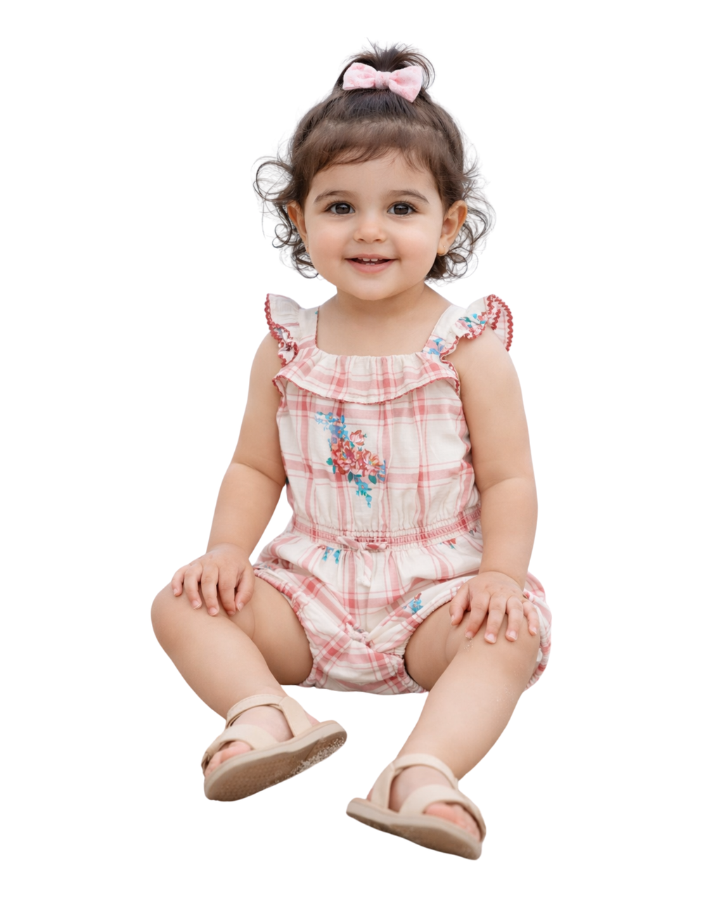 RALPH LAUREN Childrenswear - Baby Girls Plaid & Floral Cotton Dobby Romper
