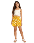 RARE EDITIONS - Big Girls Rib Knit Top with Front Tie and Printed Dot Shorts