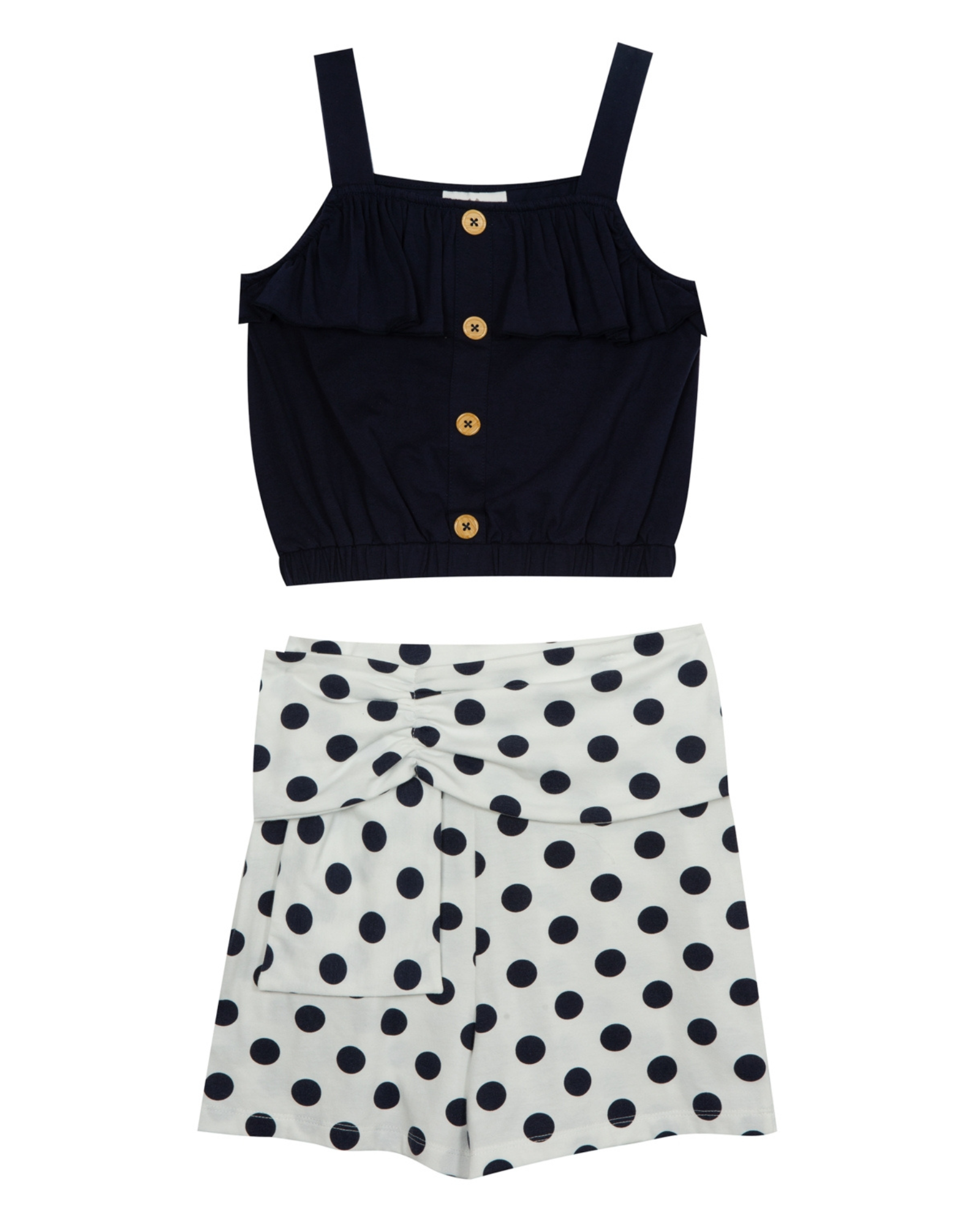 RARE EDITIONS - Big Girls Solid Knit Top and Dot Printed Knit Shorts