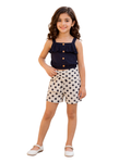 RARE EDITIONS - Big Girls Solid Knit Top and Dot Printed Knit Shorts