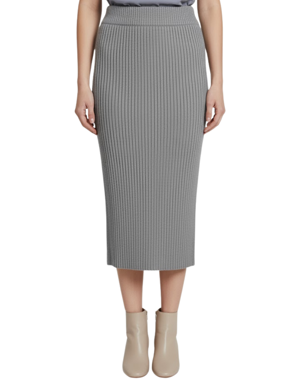 Ribbed Knit Midi Skirt
