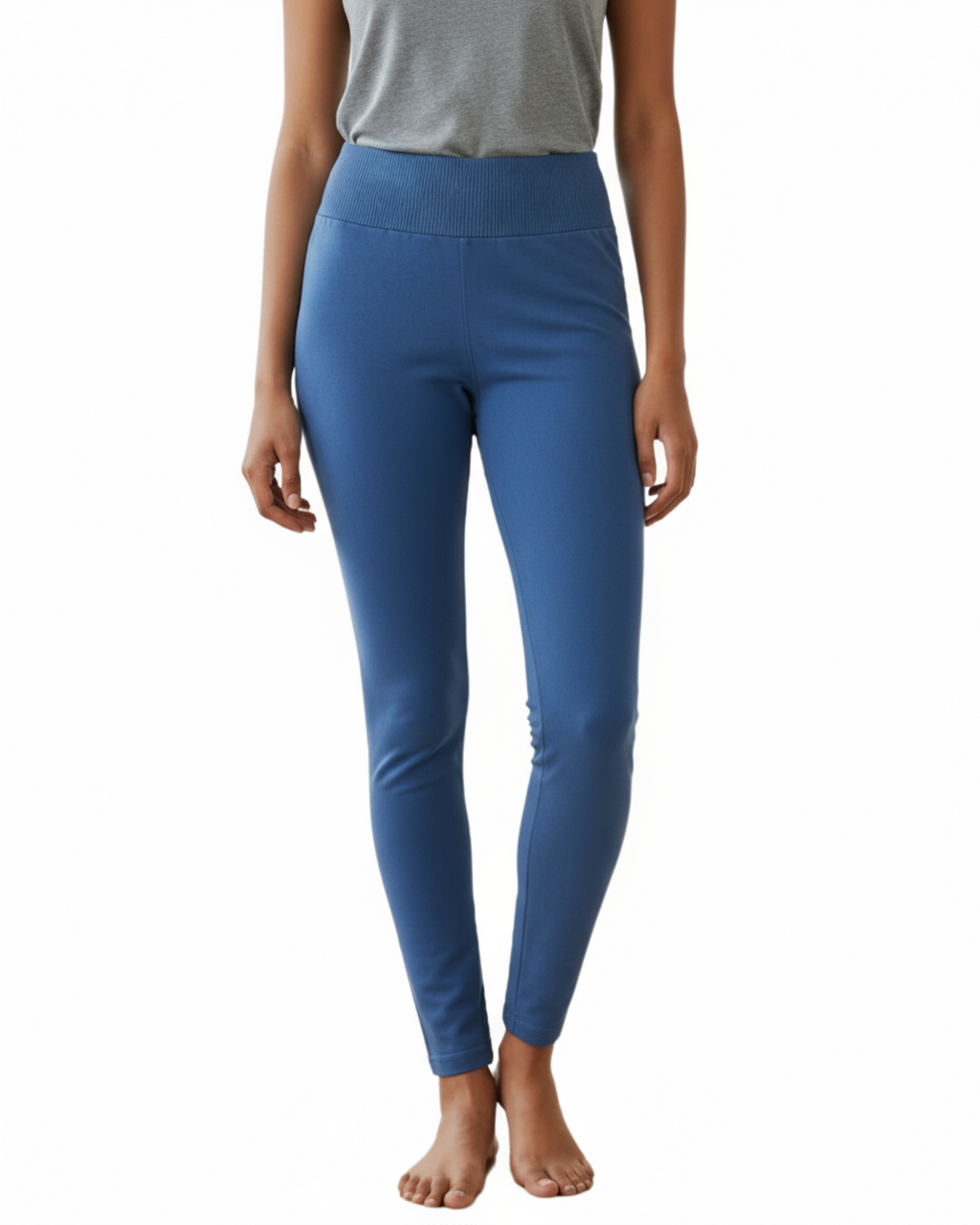 Women wearing blue leggings 