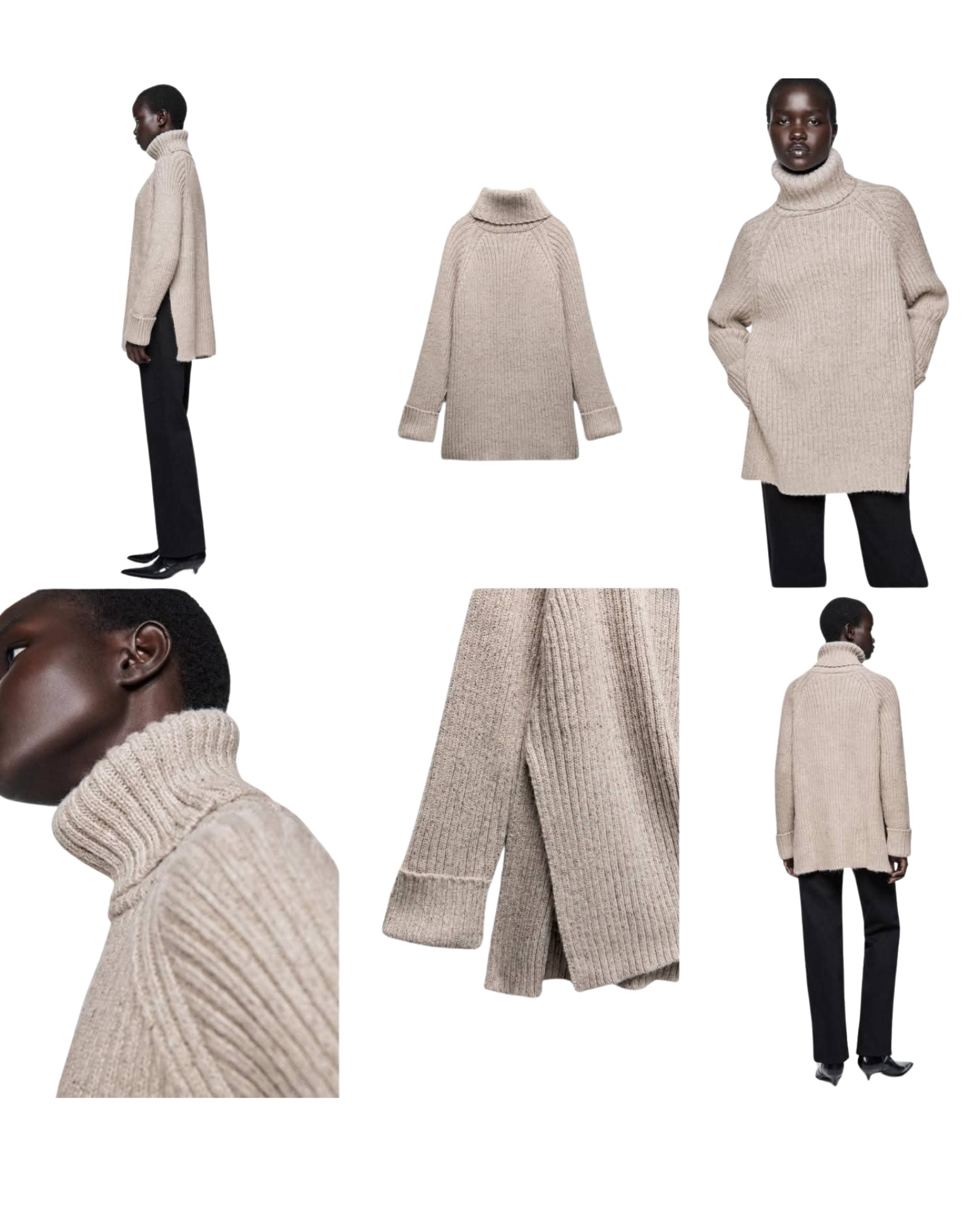 beige women sweater for cold days, extra thick