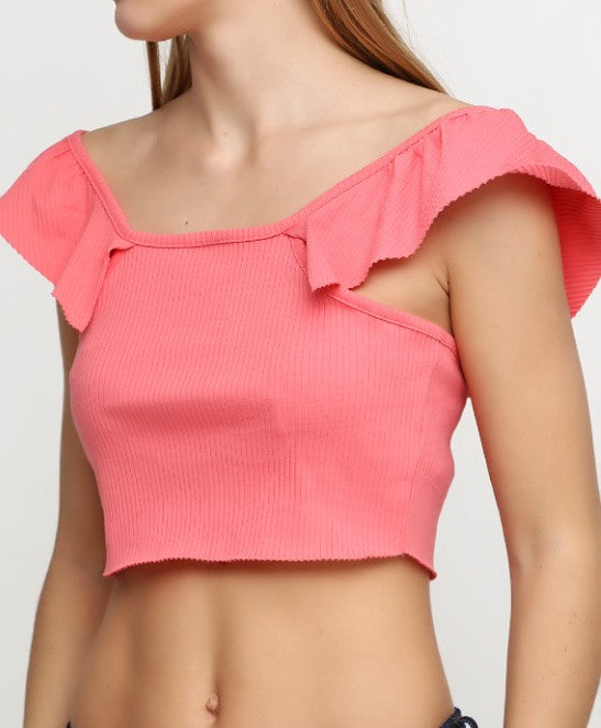 ZARA - Trafaluc Off-Shoulder Ribbed Crop Top