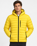BERSHKA - Men's Lightweight Hooded Puffer Jacket in Vibrant Yellow