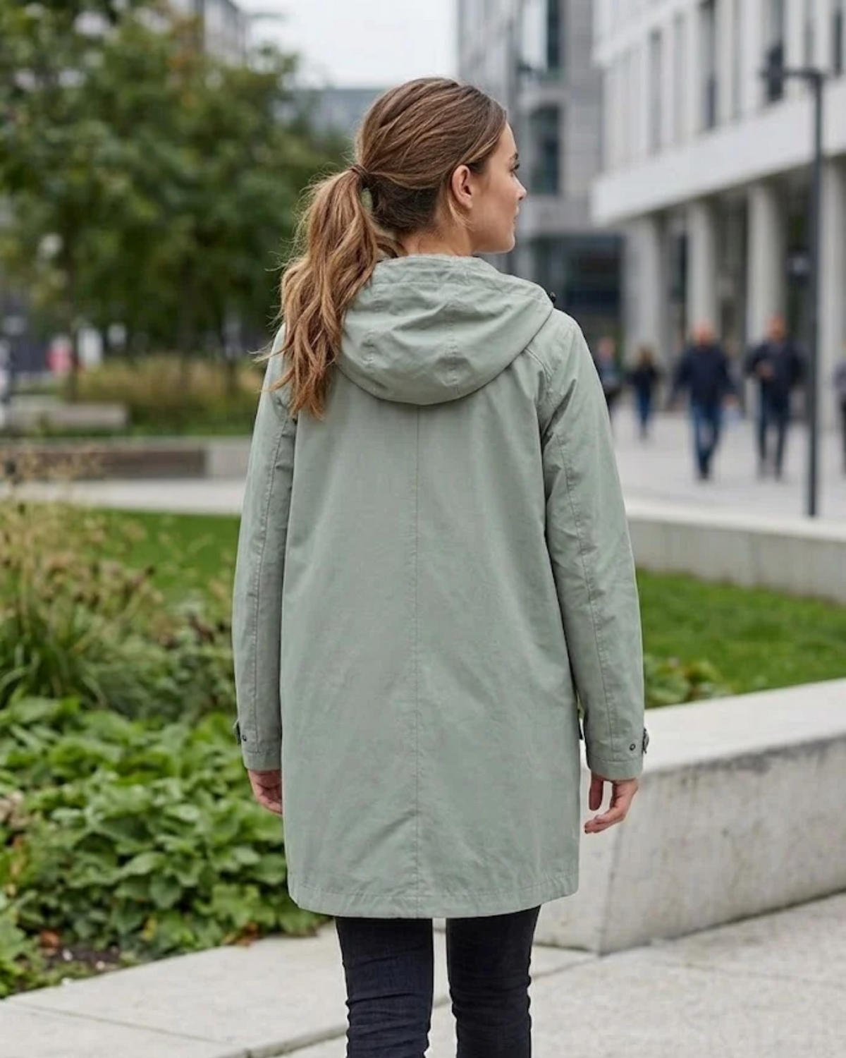 MAXIBLUE - Women’s Hooded Mid-Length Parka Jacket – Sage Green