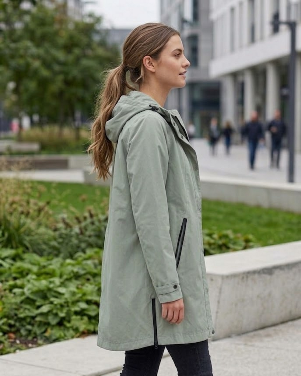 MAXIBLUE - Women’s Hooded Mid-Length Parka Jacket – Sage Green