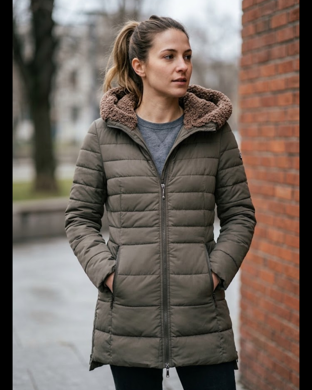 AMBER & JUNE - Women’s Sherpa-Lined Hooded Quilted Parka Coat