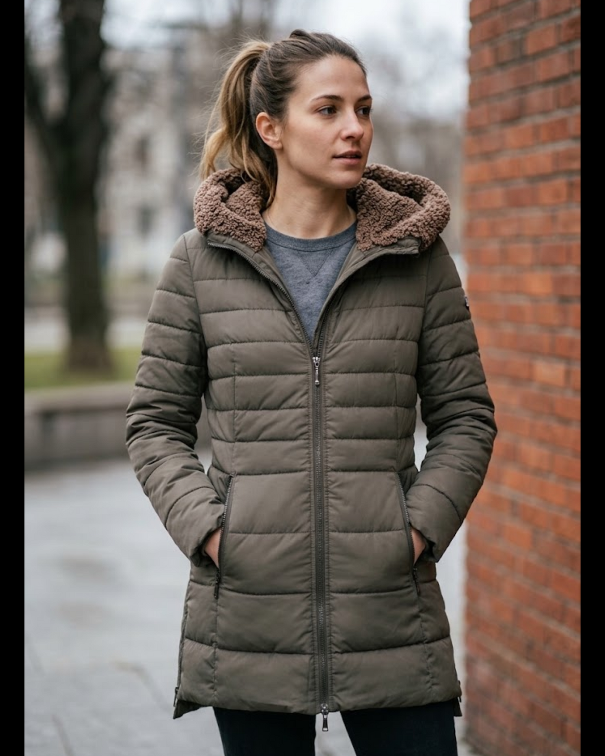 AMBER & JUNE - Women’s Sherpa-Lined Hooded Quilted Parka Coat