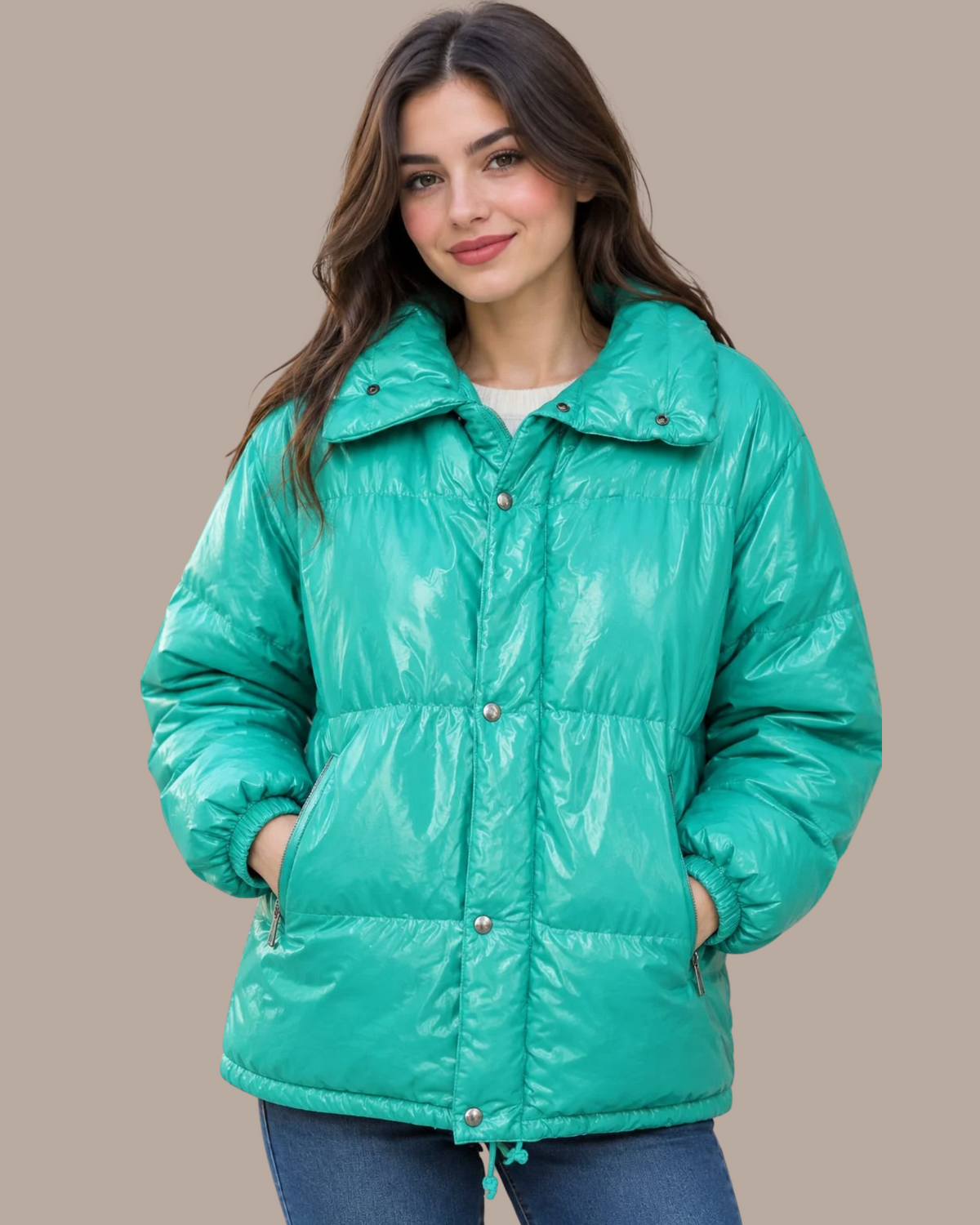 ANORALP - Glossy Emerald Green Puffer Jacket