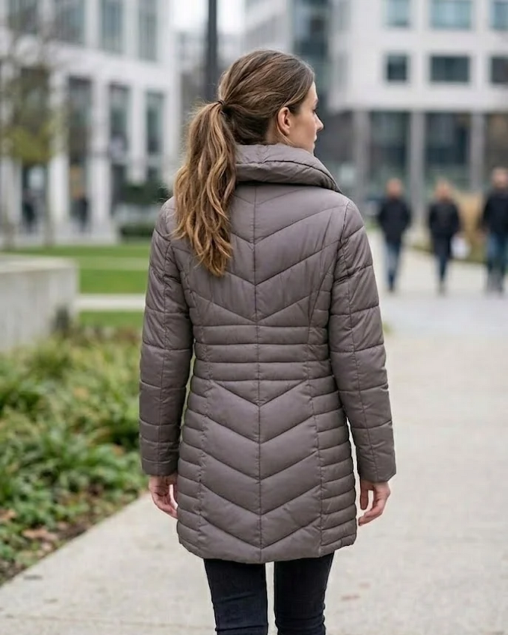 CHARLES Vögele - Diamond & Chevron Baffle Insulated Winter Brown Jacket