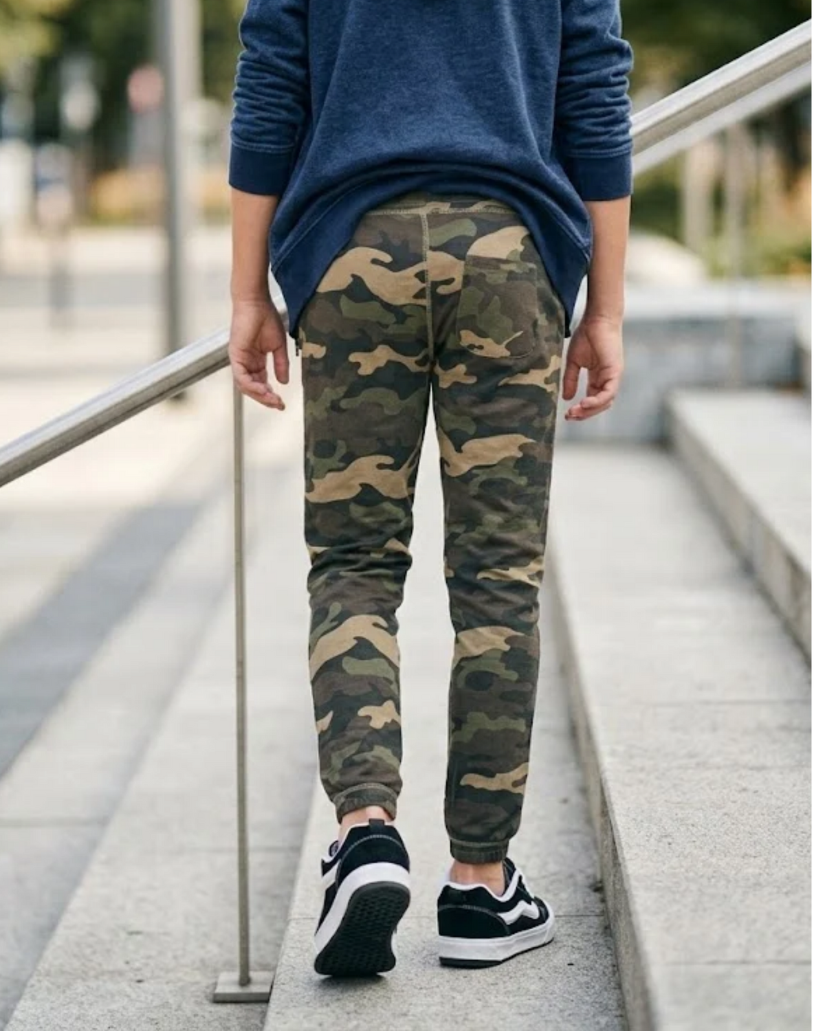 BERSHKA - Boys' Camo Print Streetwear Jogger Pants – Forest Camouflage
