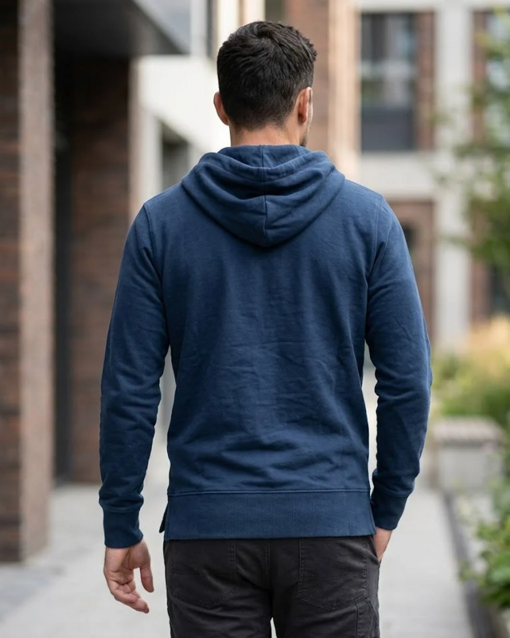 STRADIVARIUS - Men’s Flap Pocket Detail Hooded Sweatshirt – Navy Blue