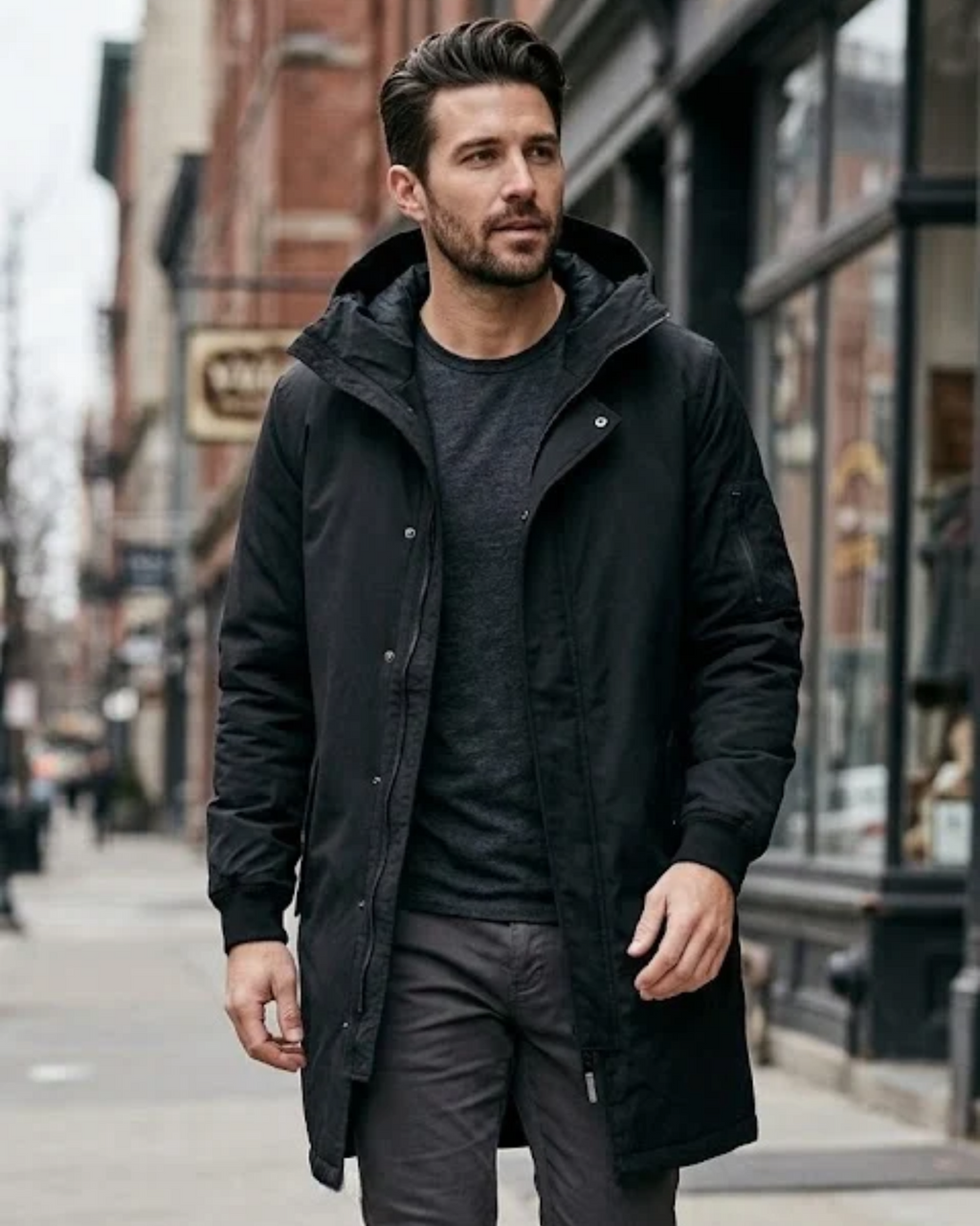 PULL&BEAR - Men’s Longline Hooded Parka Jacket