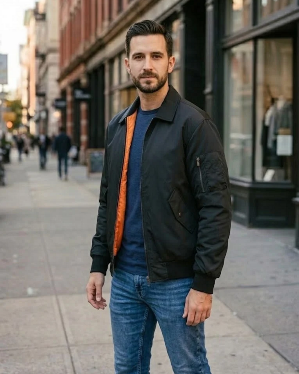 STRADIVARIUS - Men’s Classic Flight Bomber Jacket in Black