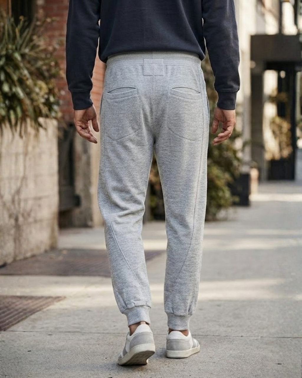BERSHKA - Men’s Textured Knit Lightweight Jogger Pants – Heather Grey