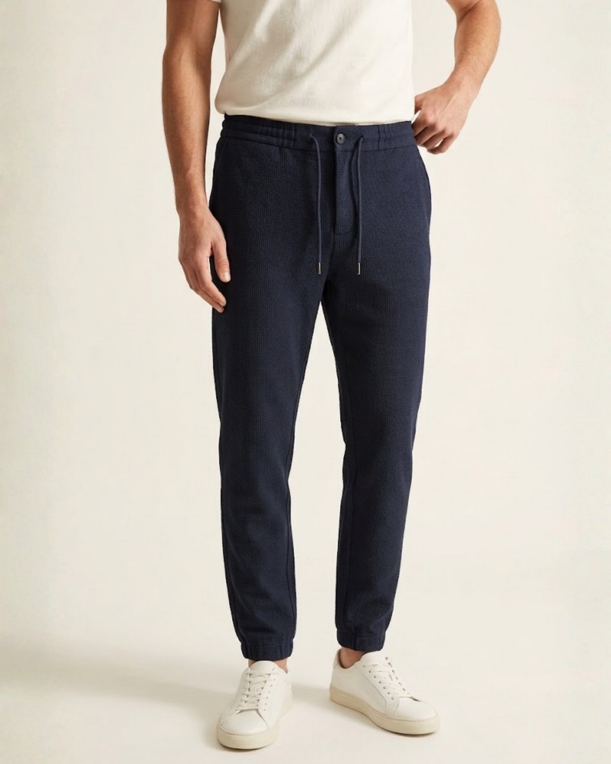 MASSIMO DUTTI - Men's Textured Cotton-Rich Jogger Trousers