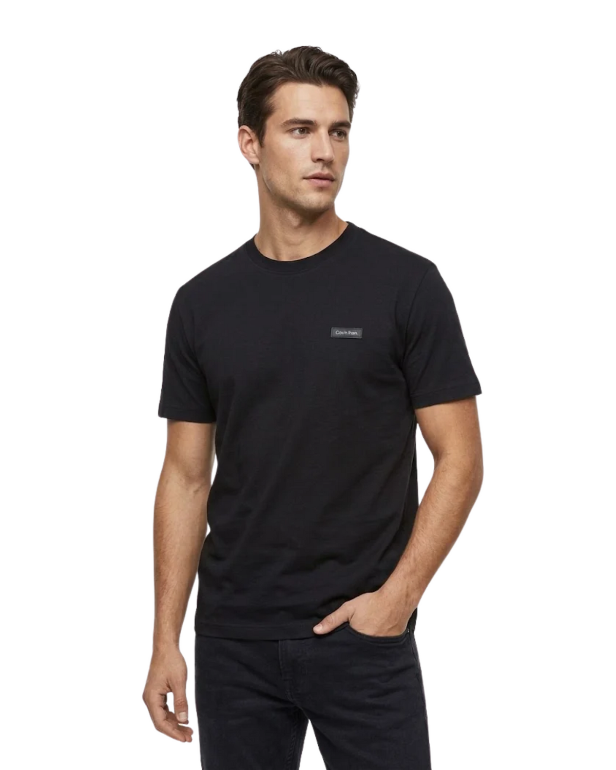 CALVIN KLEIN - Minimalist Badge Crewneck Tee in Classic Black