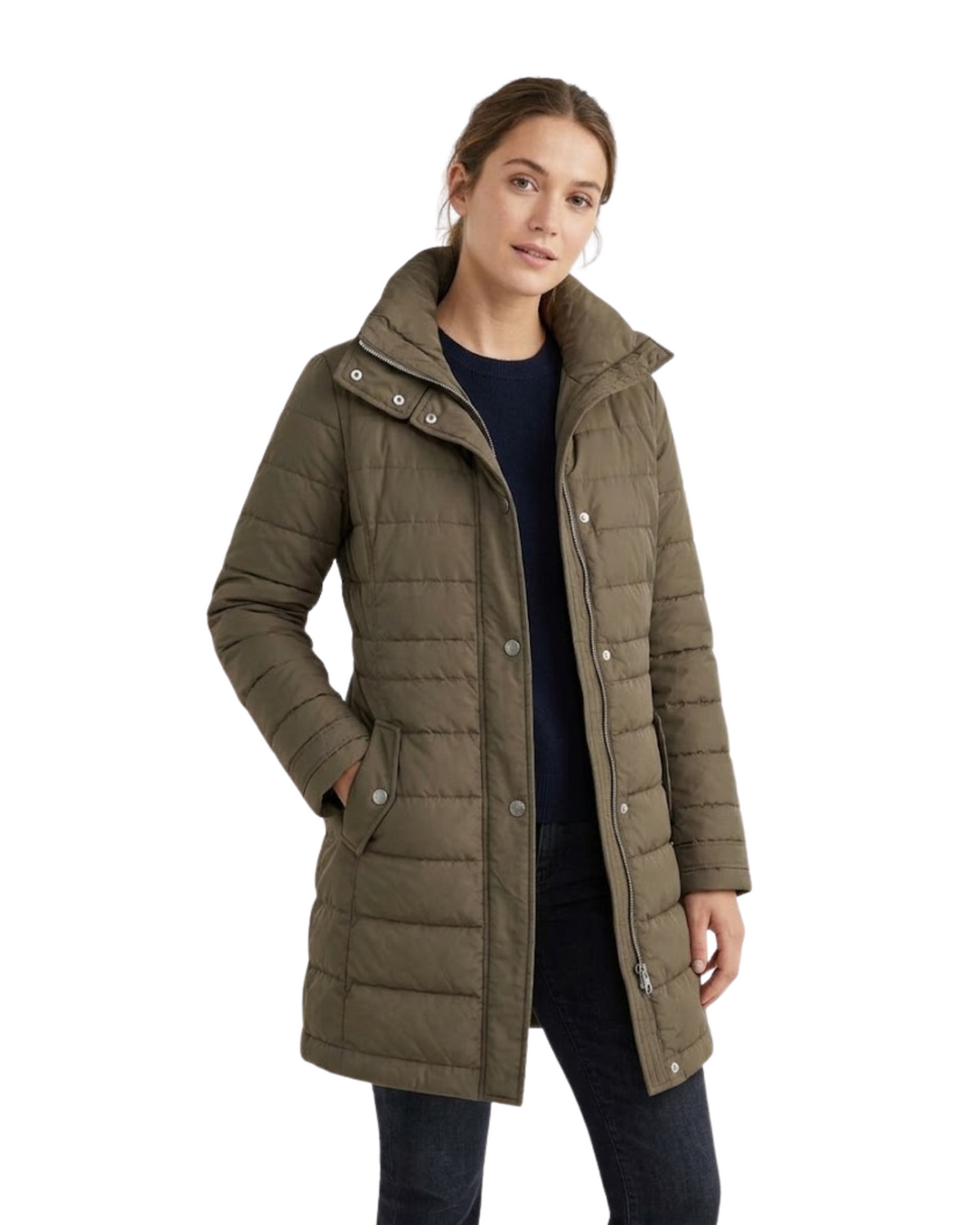 FUCHS SCHMITT - Women's Olive Khaki Quilted Long Jacket