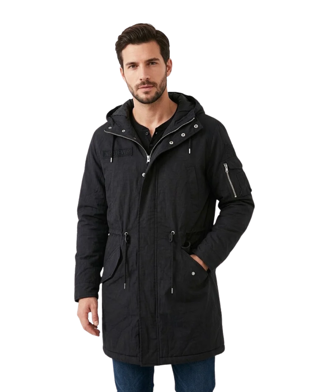 PULL&BEAR - Long Lightweight Parka Jacket with Utility Details