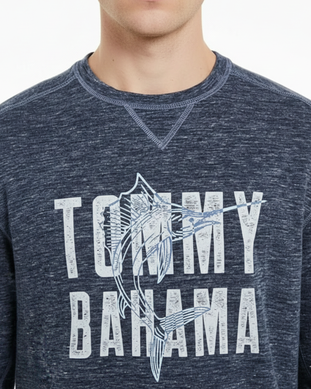 TOMMY BAHAMA - Mens Navy Heather Classic Fit Pullover Sweater