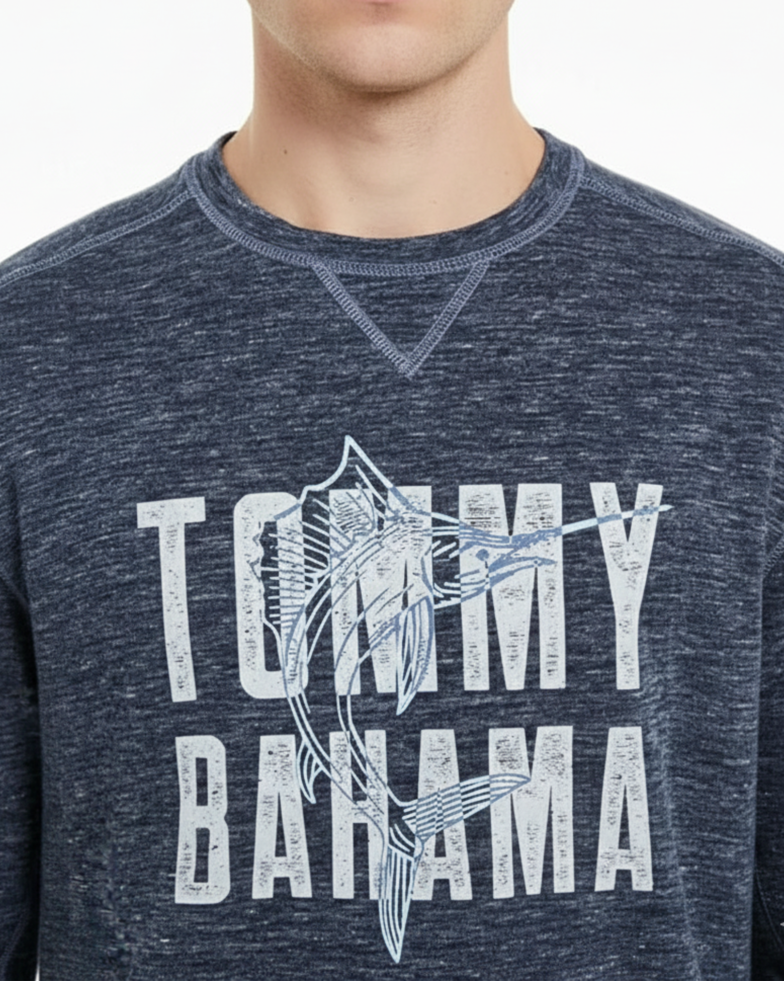 TOMMY BAHAMA - Mens Navy Heather Classic Fit Pullover Sweater