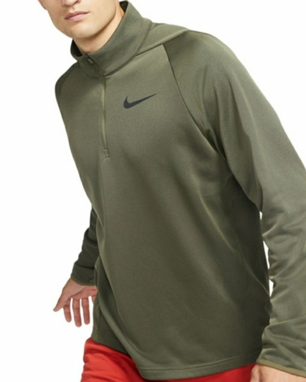NIKE - Mens Green Turtle Neck Quarter-Zip Sweater