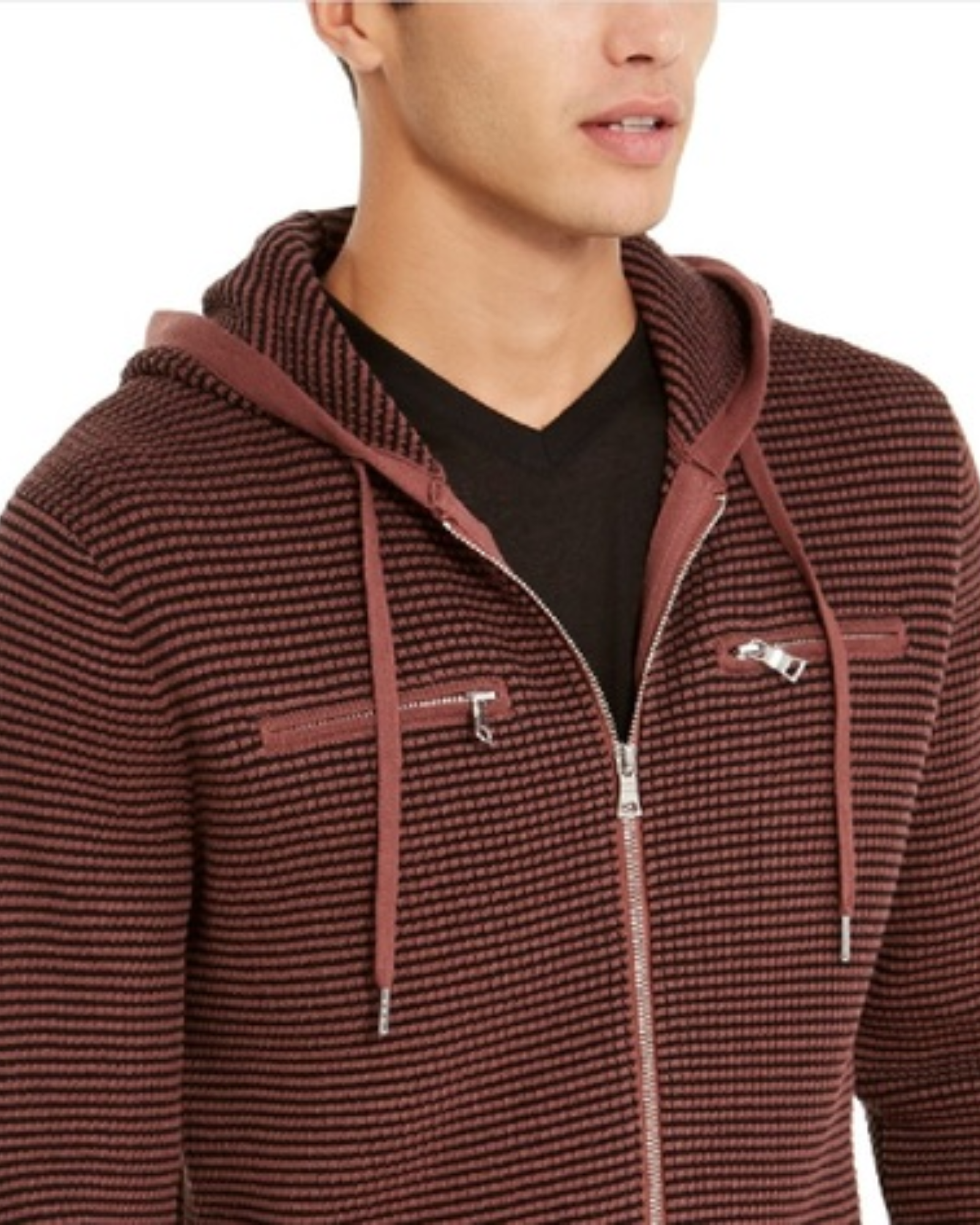 INC - Men's Maroon Zip up Cotton Jacket