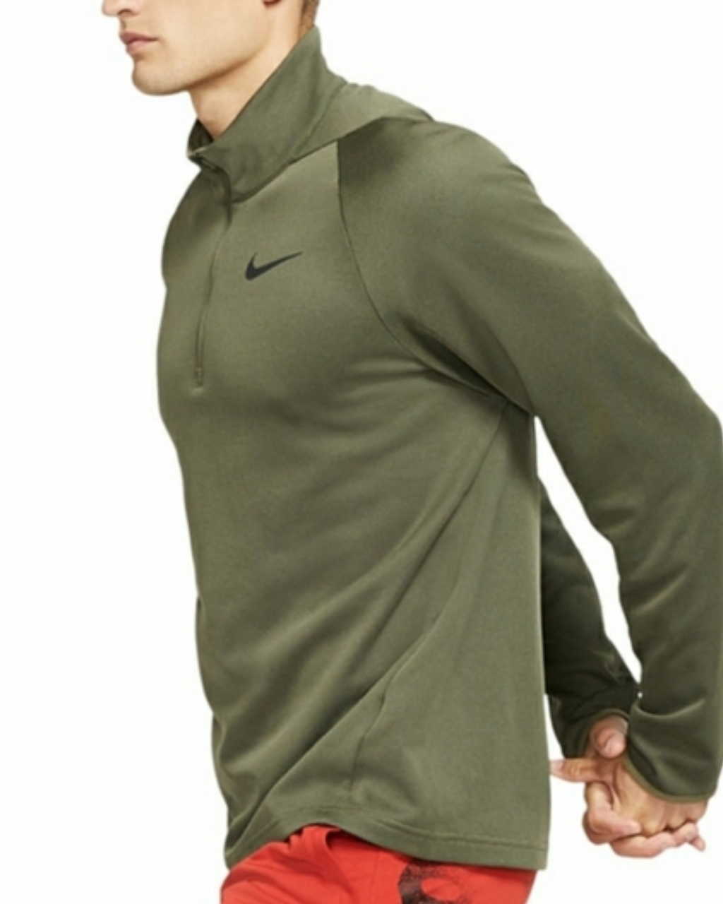 NIKE - Mens Green Turtle Neck Quarter-Zip Sweater