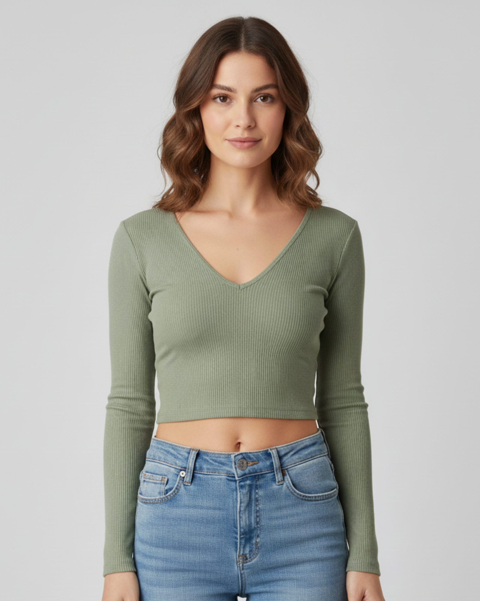 STRADIVARIUS - Long-Sleeved Crop Top
