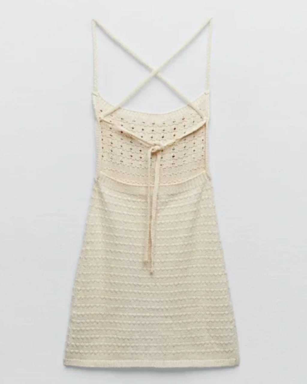 ZARA - Cream Beaded Knit Mini Dress