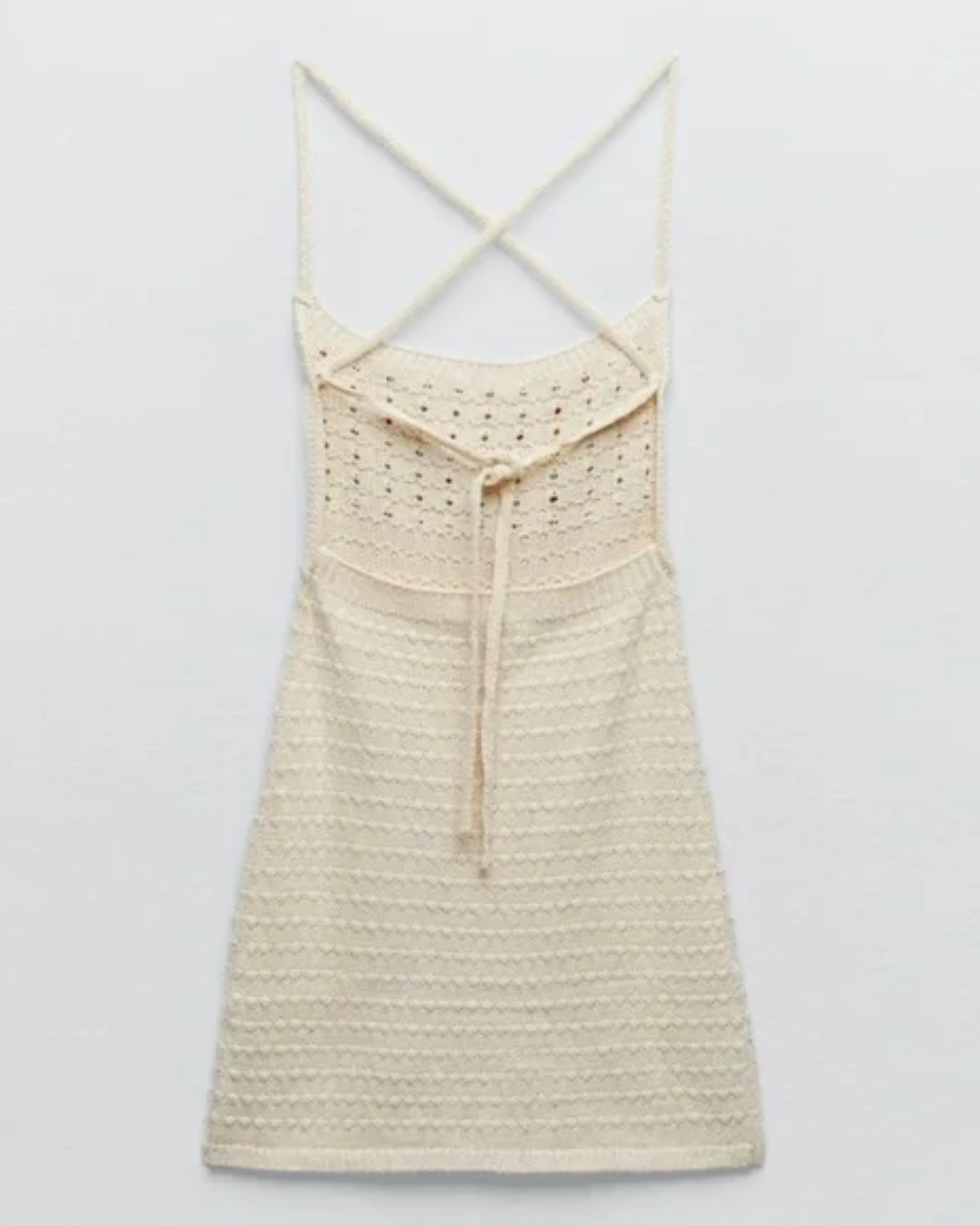 ZARA - Cream Beaded Knit Mini Dress