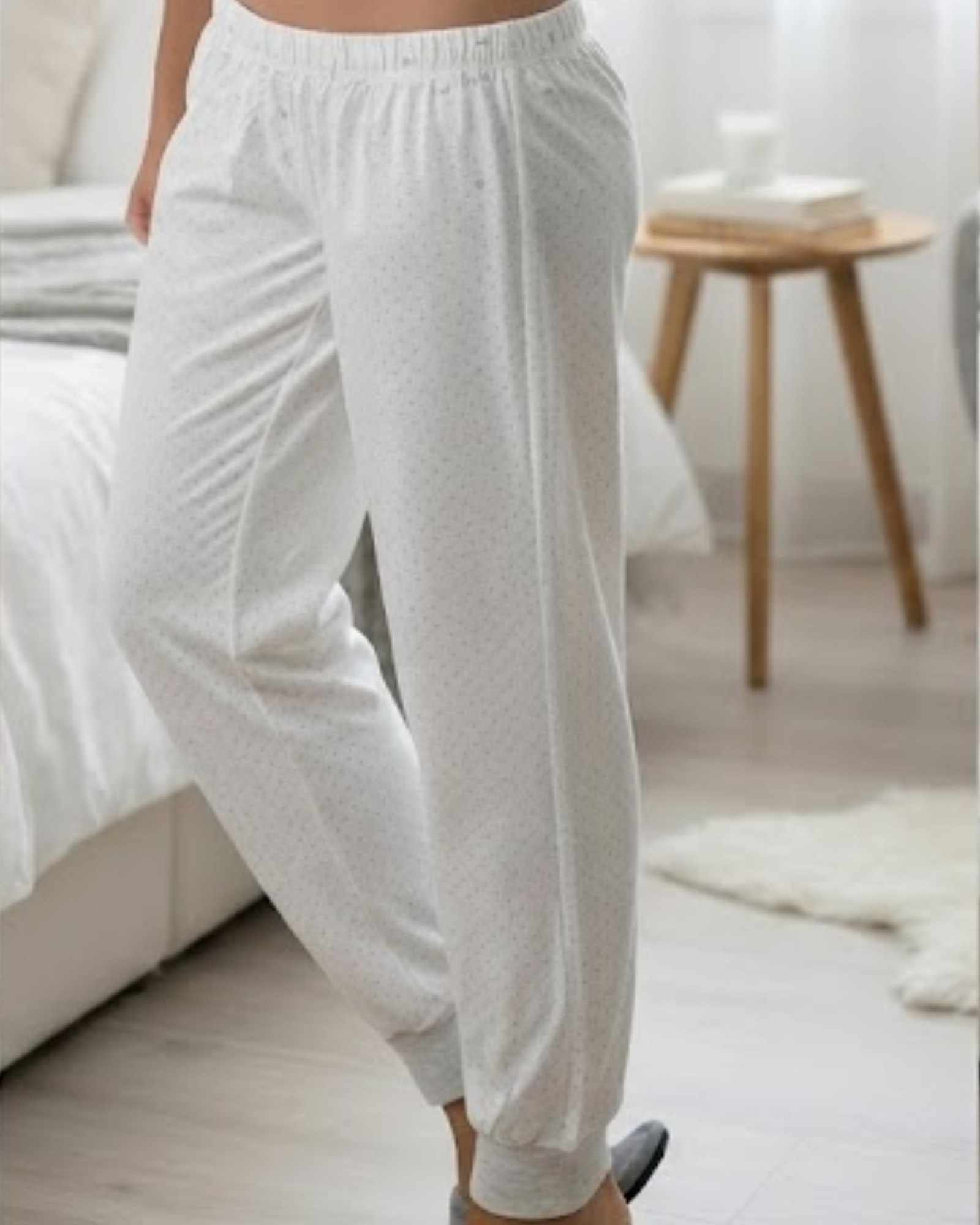 OYSHO - 100% Cotton Dotted Pajama Trousers