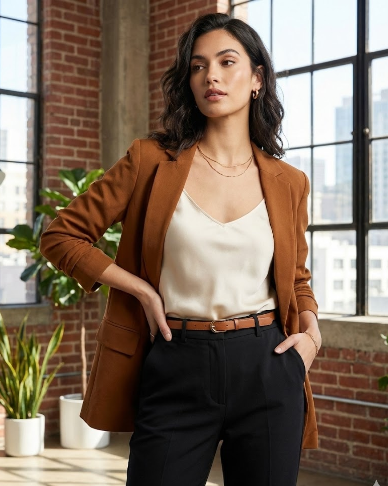 STRADIVARIUS - Women's Casual Chic Brown Blazer