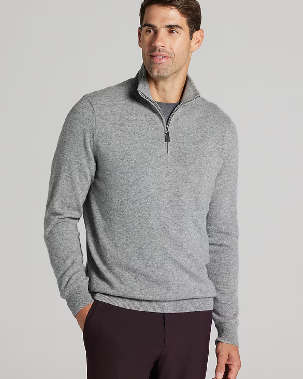 G.H. BASS & CO - Men Herringbone Jacquard Fleece Quarter Zip Sweater