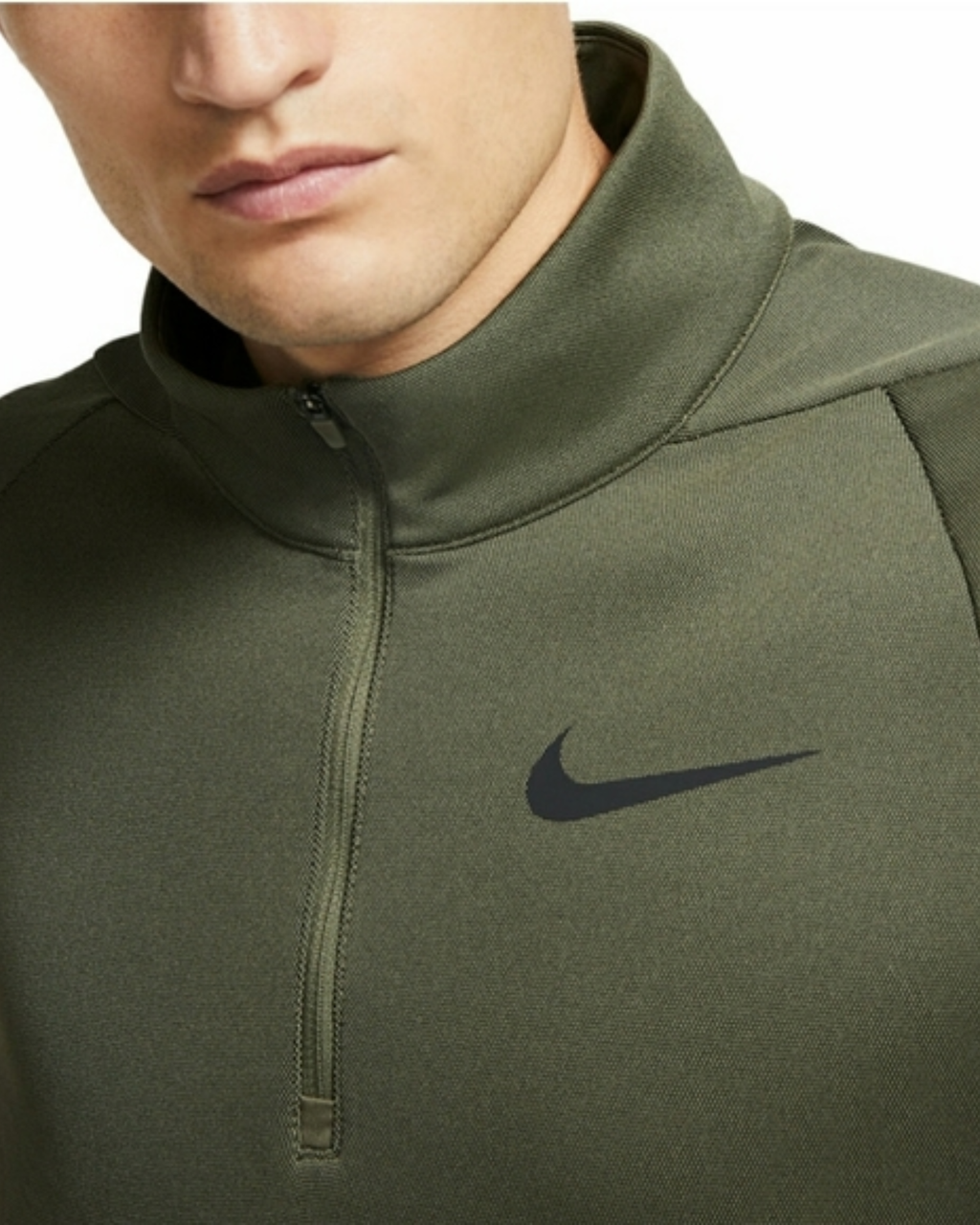 NIKE - Mens Green Turtle Neck Quarter-Zip Sweater