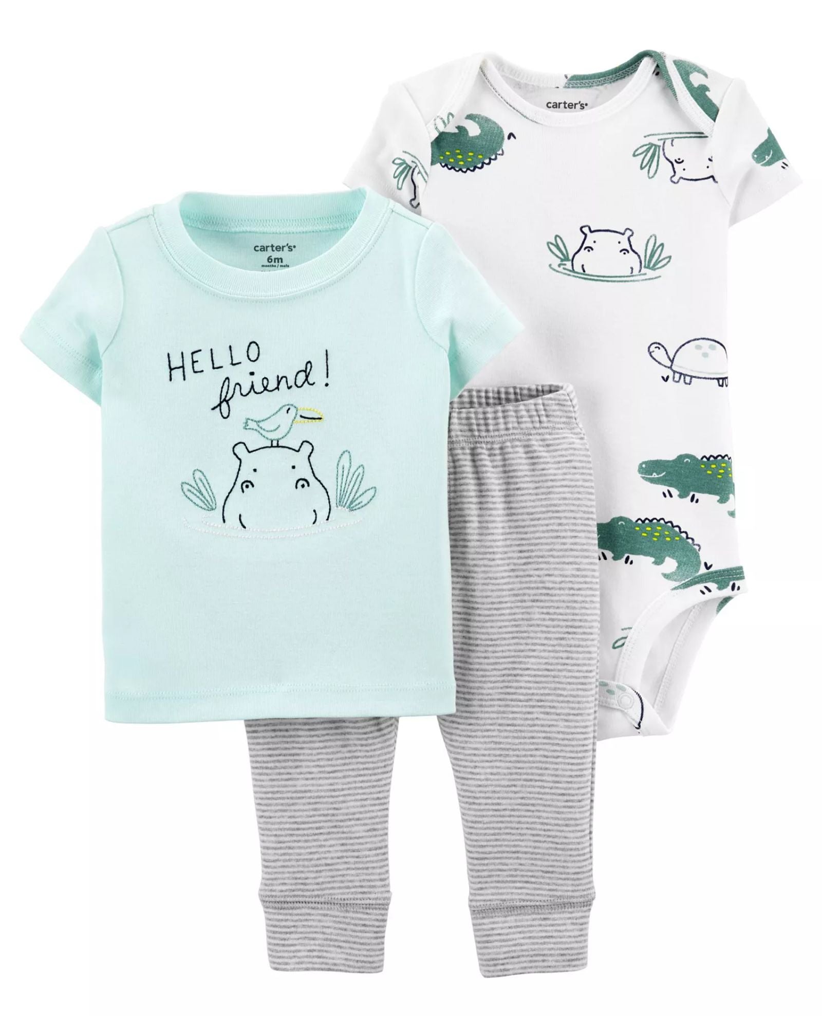 CARTER'S - Baby Boys Hippo Little Character Set, 3 Pieces